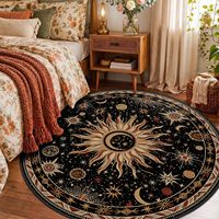 Tapis de sol Boho Gothique Soleil et Lune, grand format, noir, or, beige, rouge, à poils ras, lavable, antidérapant, pour salon, entrée, décoration