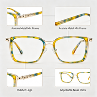 Lunettes BONA avec branches en caoutchouc, monture rectangulaire en acétate et métal, pour verres de myopie, noires