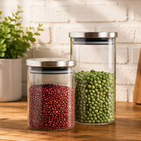 Vente flash - Pot de conservation en verre borosilicate à large ouverture pour la cuisine, avec couvercle hermétique