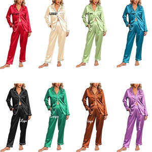 Pyjama en satin de soie pour femme avec logo personnalisé, prêt à être expédié, ensemble de pyjama de mariée, pyjama cadeau, pyjama <span class=keywords><strong>Luge</strong></span> - Product Image 1