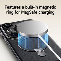 Étui de téléphone en cuir avec anneau métallique et support de sable pour Huawei Pura 70 Ultra/P70 Pro+ /Pura 80 Ultra/P80 Pro+ Refroidissement par glace magnétique