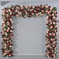 Arche de mariage moderne rose mauve vintage, ensemble de rangées florales, chemin de table en roses artificielles en soie, toile de fond pour photos de couple, Fête des Mères, Remise de diplôme