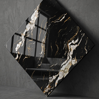 Carrelage en porcelaine effet marbre noir Nero Marquina 600x600 mm (24x24 pouces) poli brillant, à motifs, pour sols et murs de villas de luxe