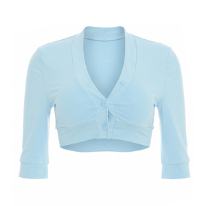 Viviblook Y26TP217 Top Corto Sexy de Verano para Mujer con Cuello en V y Botones - Product Image 4