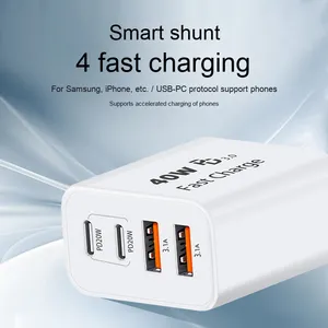 Adaptateur de charge rapide 40W standard américain, port Type-C personnalisable, <span class=keywords><strong>chargeur</strong></span> certifié ETL 15W pour téléphones <span class=keywords><strong>Apple</strong></span> et Samsung, PD 3.0 - Product Image 4