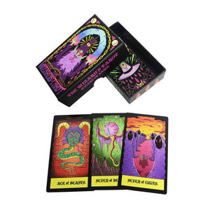 بطاقات تارو عالية الجودة بتصميم مخصص وطباعة أنيقة، بطاقات تارو بلاستيكية مع رقائق ذهبية - Product Image 1