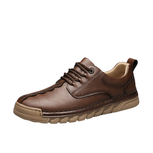 Botas de Trabajo de Media Caña para Hombre, Estilo Británico Retro, Parte Superior de Cuero Genuino, Malla Transpirable, Moda Casual, Tendencia para Primavera - Product Image 1