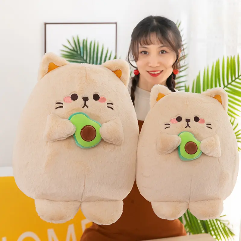 Great Gift for Kids Soft Squishy Avocado Cat Plush Hugging Pillow Stuffed Animal Toys