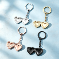 Ywyougang Porte-clés double cœur ouvrable, boîte photo, pendentif, porte-clés en métal, breloque de sac, cadeau