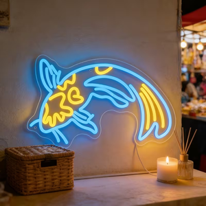 Lampe néon LED Murale en Forme de <span class=keywords><strong>Poisson</strong></span> <span class=keywords><strong>Rouge</strong></span> Mignon, Dimmable, Alimentée par USB, en Silicone, Étanche IP67, Lumière du Jour 5000K, pour Enfants - Product Image 4