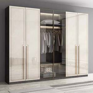 Juego de Muebles de Dormitorio de Madera Maciza de Lujo con Armario Moderno Ajustable, Estantes de Almacenamiento y Guardarropa para Sala de Estar - Product Image 1