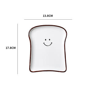 Creativo dibujos animados Emojis cara sonriente 7 "Cerámica pan hornear Pan Hotel restaurante contraste Color gres plato para hornear plato - Product Image 6