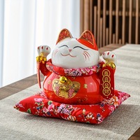 Chat porte-bonheur en céramique bras ondulant ornement Feng Shui mignon chat porte-bonheur Feng Shui artisanat adapté à la boutique Restaurant décor à la maison