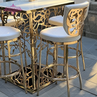 Chaise haute de bar moderne pour maison et hôtel Tabouret de comptoir en fil métallique pour événements de mariage et bars