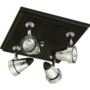 4 X GU10 L. 25xAl.14cm Wengue/Cromo TIAGO Square Plain Lights - Product Image 1