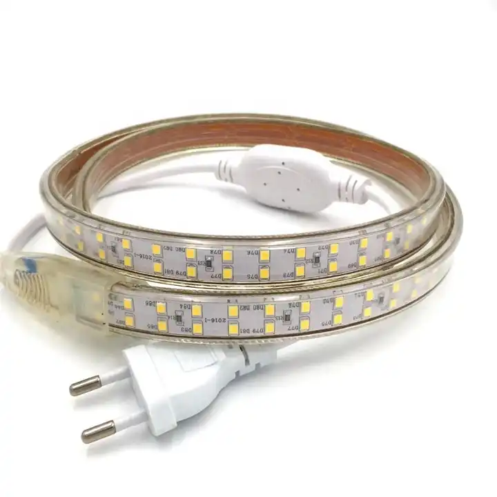 220V LED Strip Light Outdoor Waterproof LED Ribbon 5050 60Leds Flexible LED  Tape with Switch for Home Decoration