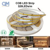 Bande lumineuse LED FCOB sans points 10 mm 320 LED/m 24 V, ruban flexible pour éclairage linéaire