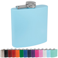 6Oz Matte Hitam Baja Nirkarat Alkohol Hip Flask Bubuk Dilapisi Besi Minuman Keras Botol Wiski untuk Hadiah Pengiring Mempelai Pria Hip Flask