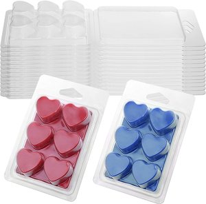 Récipients de fusion de cire-moules de fusion de cire en plastique vides transparents à 6 cavités-100 paquets de coquilles en forme de cœur pour faire des tartes - Product Image 2