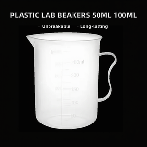 CS Labglass 50ml 100ml Chemistry Laboratory Transparent <strong>Plastic</strong> Shatterproof <strong>Measuring</strong> <strong>Beakers</strong> with Spout 3-Year Warranty - Product Image 2