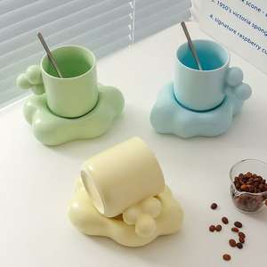 <span class=keywords><strong>M</strong></span>ラグジュアリーライトブルーピンクコロフルクラウドシェイプセラミックコーヒータンブラーカップセットスプーン付きオフィスホームリビングルームODMモデル - Product Image 2