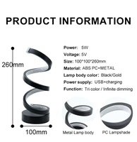 Lampe de table spirale vintage tactile, 3 modes LED, bras réglable, USB-C, lampe de bureau moderne minimaliste pour bar, chambre, cadeau