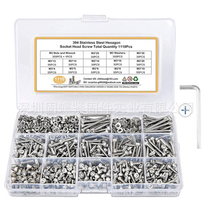 304 Stainless Steel Hex Socket Screws 1110Pcs With Nuts Washers And Wrench For DIY Repair - Product Image 1