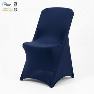 Housse de chaise pliante d'hôtel en spandex bleu marine anti-déchirure, extensible, ajustée, lavable en machine, écologique - Product Image 1