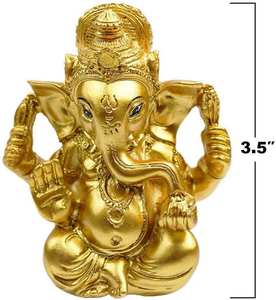 お土産インドの神主ガネーシュ像ヒンドゥー教の神ゴールデンガネーシャアイドルカーダッシュボードの装飾ホームテンプルプージャ瞑想ヨガルーム - Product Image 3