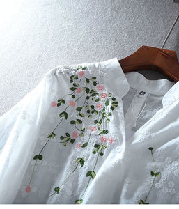 Pullover estivo con scollo a V ricamato in cotone bianco e Casual con protezione solare a <span class=keywords><strong>manica</strong></span> media - Product Image 4