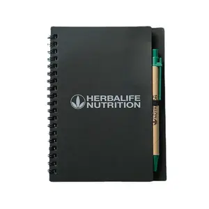 Promotional wholesale machines for manufacturing school black hard paper cover student business notebook with pen sticky note