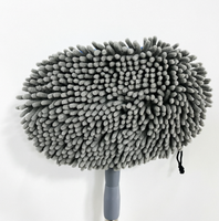 Mopa Telescópica de Chenilla con Cabezal de Fibra Suave Gris para Limpieza sin Rayones, Palo Extensible para Ruedas de Techo, Lavable y Reutilizable