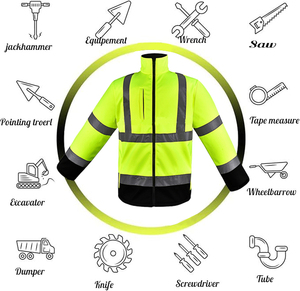 Fashionable Customized Reflective Jacket Green Work Safety Jackets Reflective with Pockets Zipper - Product Image 3
