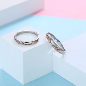 Thép không gỉ gạc cặp vợ chồng vòng một con nai với bạn Rose Gold những người yêu thích Nhẫn Văn học và nghệ thuật mô hình Tình Yêu mã thông báo món quà sinh nhật - Product Image 4