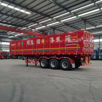 Nouvelle semi-remorque JINFENG 2/3/4 essieux 30-80 tonnes en acier pour le transport de bétail, de canne à sucre, avec barrière rabattable et suspension pneumatique, robuste