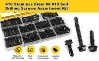 Kit de vis autotaraudeuses en acier inoxydable à tête hexagonale - 8x1/2'' 10x1'' Finition noire Fabriqué en Chine