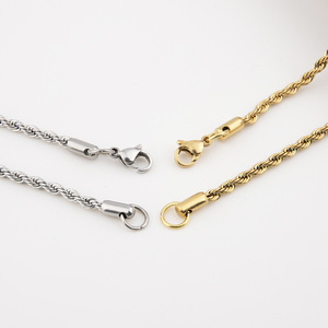 No Tarnish Vacuum Plating Gold Stainless Steel Twisted <b>Rope</b> <b>Chain</b> Necklace | Durable Hip-Hop Men's Styles - Product Image 3