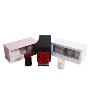 ชุดกล่องเทียนหอมอโรมาเธอราพีรูปดอกกุหลาบนิรันดร์หรูหราพร้อมกล่องของขวัญที่มีกลิ่นหอมสำหรับวันวาเลนไทน์ชุดของขวัญกล่องสี่เหลี่ยม - Product Image 1