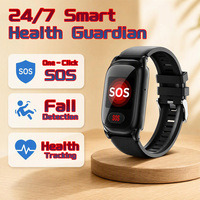 Montre connectée pour personnes âgées avec positionnement GPS AGPS WIFI LBS, alarme de chute SOS, moniteur de fréquence cardiaque, de température, de pression artérielle, IP67, appel bidirectionnel