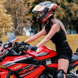 Helm motor Visor ganda ekor besar kustom yang disetujui Dot helm wajah penuh populer untuk balap jalanan - Product Image 3