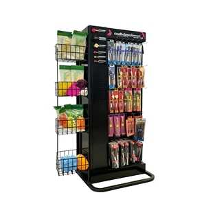 Professional Metal Floor Display Stand for Makeup Brushes Double Sided with Hooks & Side <b>Wire</b> Racks Salon Cosmetic Merchandiser - Product Image 2