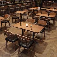 Mesa de Bar Moderna, Simple y Creativa, de Madera Maciza con Efecto Repujado, con Taburetes Altos para Hogar, Hotel y Espacios Comerciales