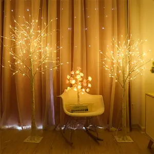 Kleine Voorverlicht Wit Kleurrijke Glitter Twijgboom 24 In 24 Led Timer Usb Bediende Witte Berkenboomverlichting Verlichte Tafeldecoratie