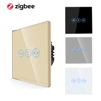 Panel de vidrio templado duradero SLS, interruptor de pared táctil inteligente, interruptor de rodillo de cortina Zigbee con conectividad WiFi de corriente máxima de 10A