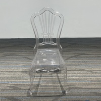 Chaises de mariage élégantes en polycarbonate transparent avec dossier couronné, chaises transparentes de style baroque pour banquets et événements, vente en gros