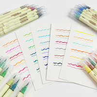 Ensemble de stylos aquarelle double-tête 36 couleurs Baiyi Stationery Guofeng, pointe souple, design mignon pour calligraphie, fabriqué en Chine