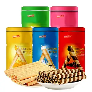 Groothandel Tinnen Container Biscuit Wafer Rolls Stick Sandwich Jam Room Wafels Koekjes