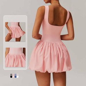 Vestido deportivo falso desnudo de dos piezas, <span class=keywords><strong>base</strong></span> antideslumbrante para mujer, vestido de tenis para correr y fitness al aire libre - Product Image 3