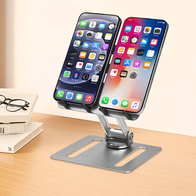 R02 Portable New Model Mobile Phone Tablet iPad Desktop Stand Multifunctional Folding Adjustable Height Rotating Metal