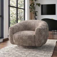 Design français moderne 360 °   Fauteuil pivotant d'appoint de luxe en tissu bouclé rond, fauteuil simple pour salon, hôtel, chambre à coucher